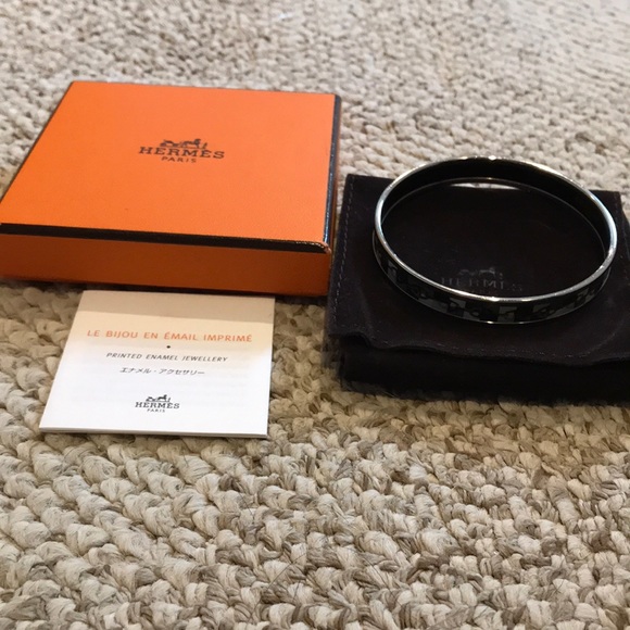 Hermès 100% authentic thin bangle bracelet silver - Picture 1 of 8